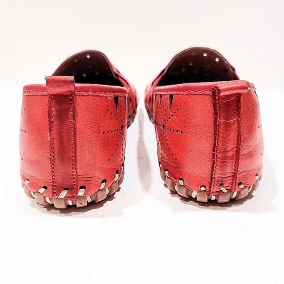 Spring Step Fusaro Flat Red Leather Cut Outs Slip-On Loafers Women’s 42 EU 11 US - Picture 6 of 11
